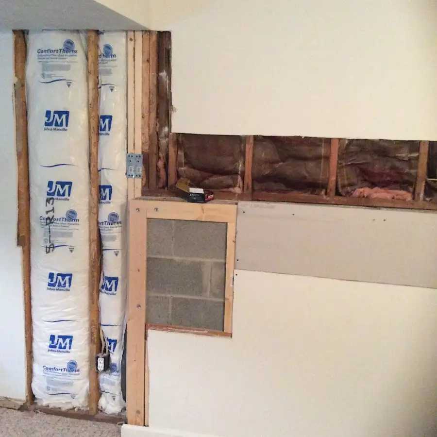 Wall insulation replacement during Contents Cleaning & Restoration in Moultonborough